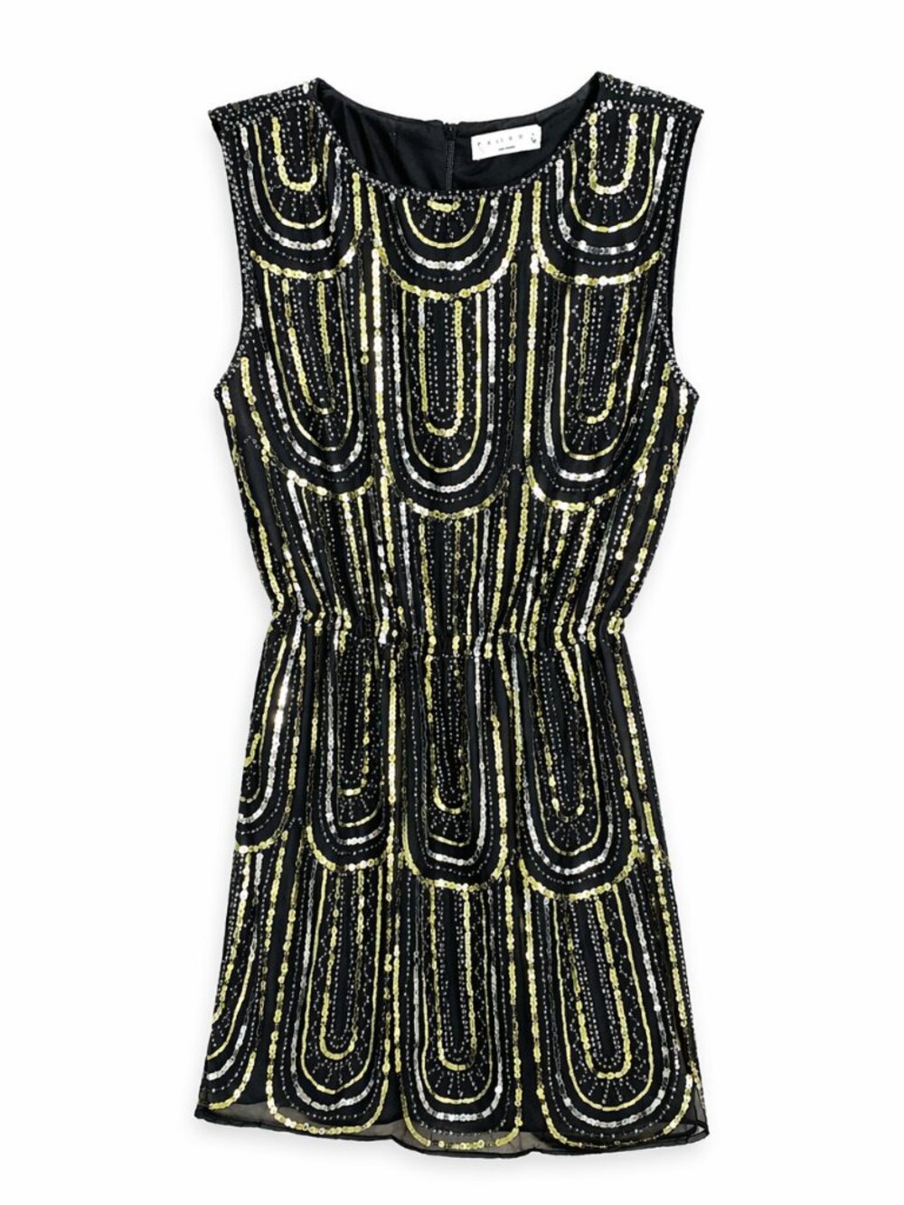 Exlura Women's 1920's Inspired Black Dress With Silver & Gold Sequins, Size Med